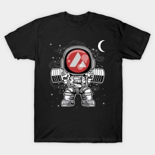 Astronaut Lifting Avalanche AVAX Coin To The Moon Crypto Token Cryptocurrency Blockchain Wallet Birthday Gift For Men Women Kids T-Shirt